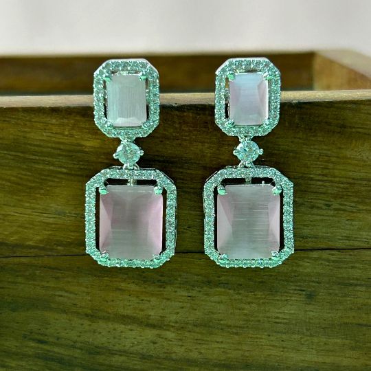 Cooper Pink American Diamond Earrings