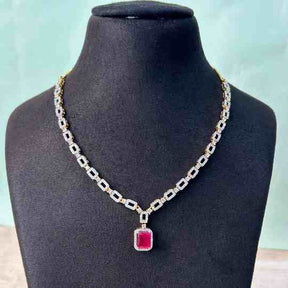 Alani Ruby American Diamond Necklace Set