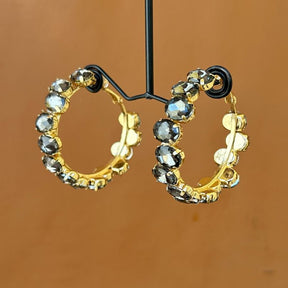 Bling Blogger Crystal Hoop Earrings - Black