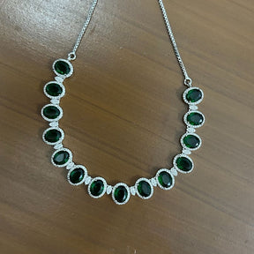 Valentina Green American Diamond Necklace Set