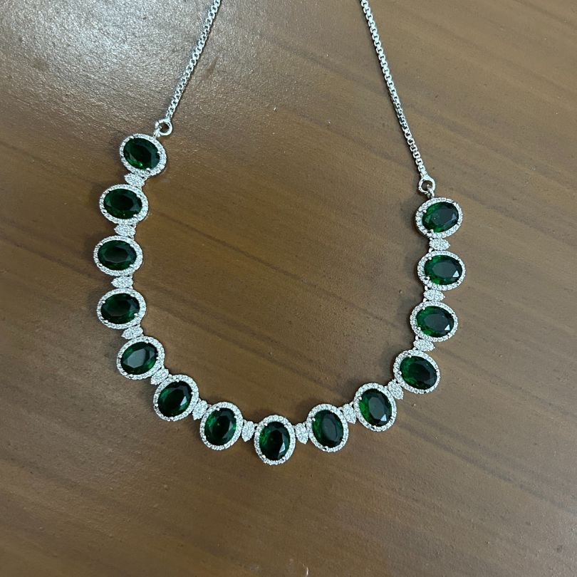 Valentina Green American Diamond Necklace Set