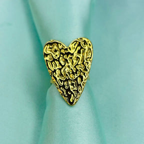 Textured Heart Finger Ring