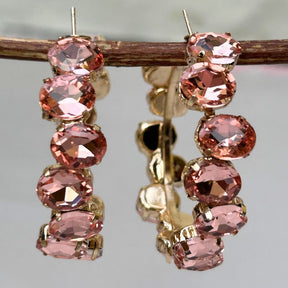 Bling Blogger Crystal Hoop Earrings - Peach