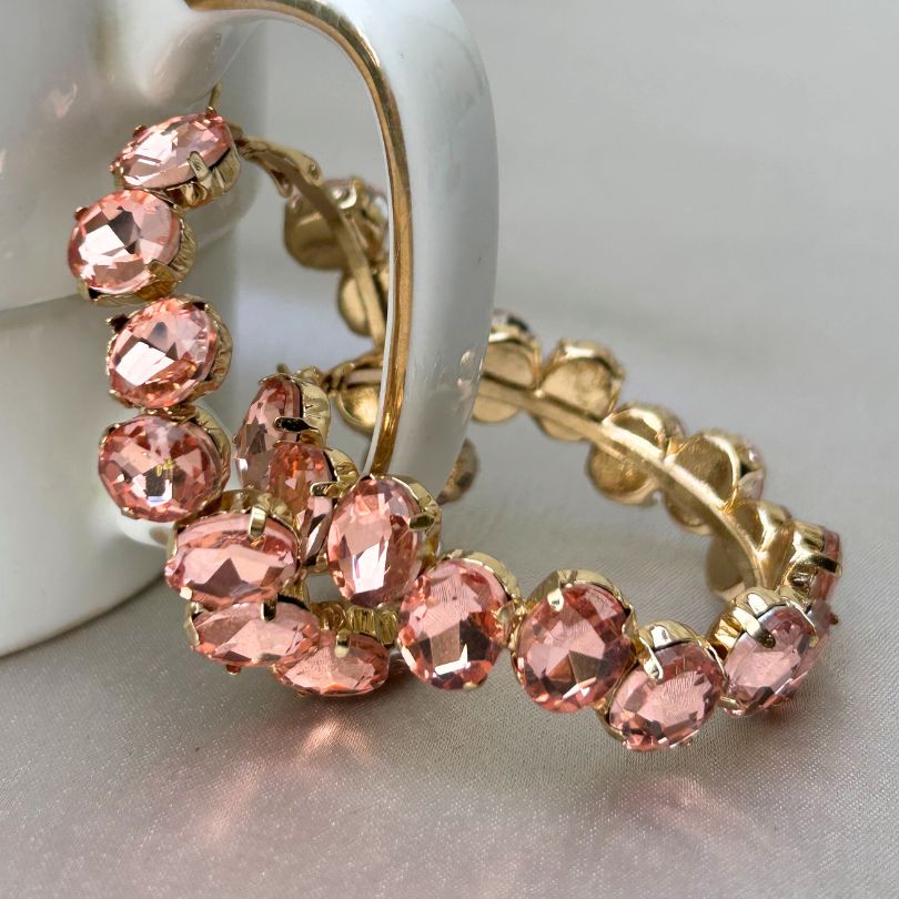 Bling Blogger Crystal Hoop Earrings - Peach