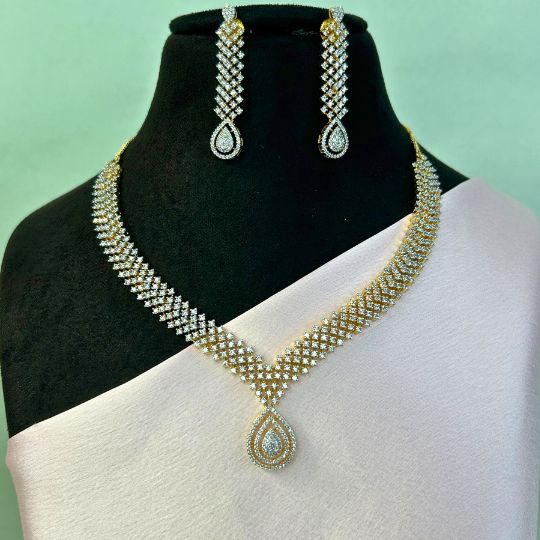 Sabrina 18K Gold Plated American Diamond Neckalce Set