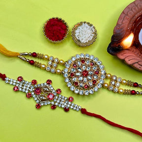 Shubh and Bharata Embellished Rakhi Combo (with Roli & Chawal)