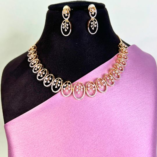 Anahi 18K Gold Plated American Diamond Necklace Set