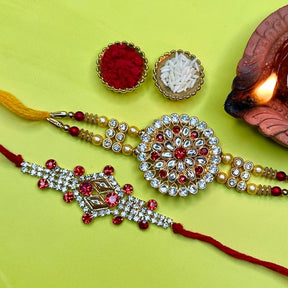 Shubh and Bharata Embellished Rakhi Combo (with Roli & Chawal)