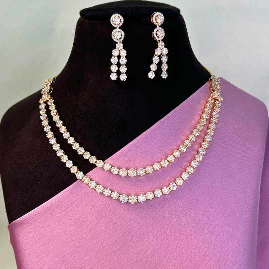 Clare Two Layered American Diamond Necklace Set