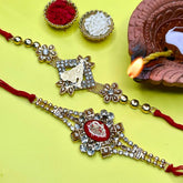 Krishna and Shiva Embellished Rakhi Combo (with Roli & Chawal)