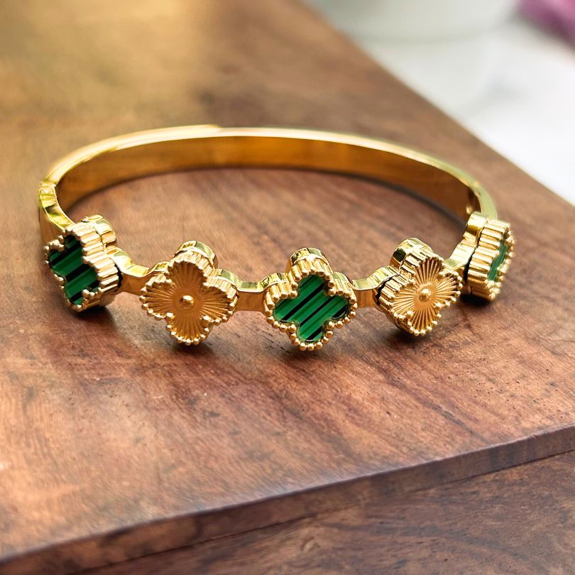 Cleo Green & Golden Clover Bracelets