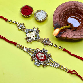 Krishna and Shiva Embellished Rakhi Combo (with Roli & Chawal)