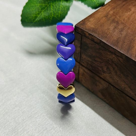 Mini Heart Stretchable Blue Bracelet