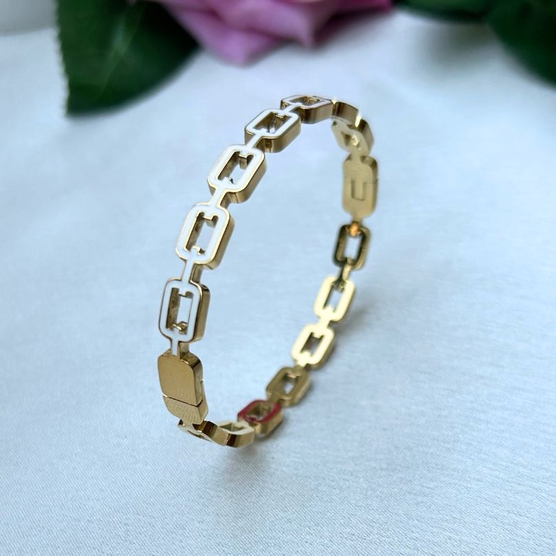 Golden White Stainless Steel Bracelet