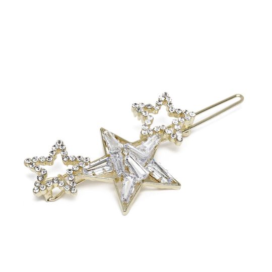 Women Gold-Toned & Transparent Star-Shaped AD-Studded Bobby Pins