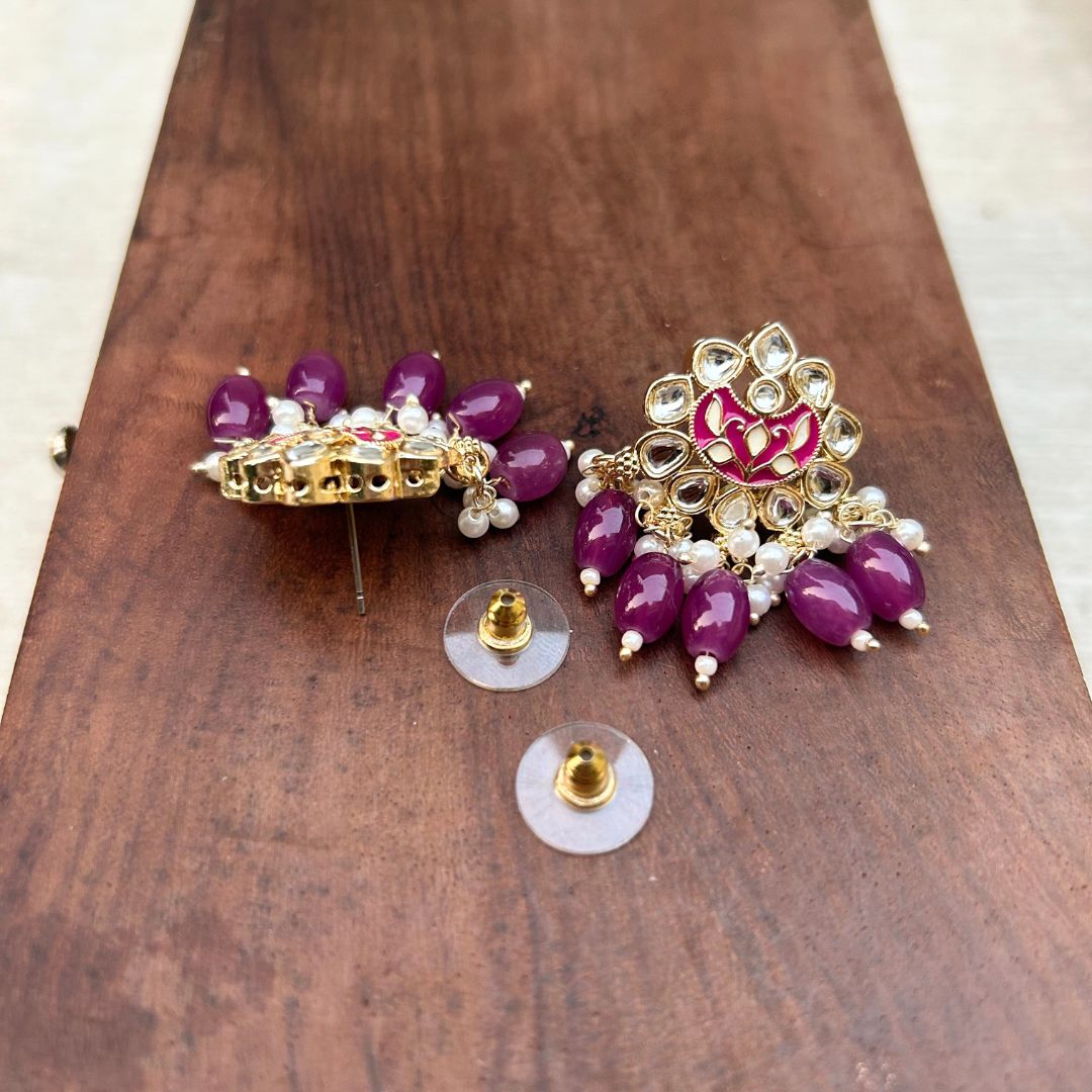 Prisha Dark Purple Stud Earrings