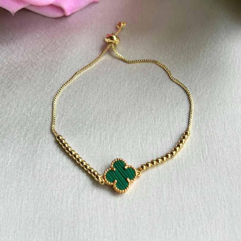 Cleo Green Adjustable Clover Bracelet