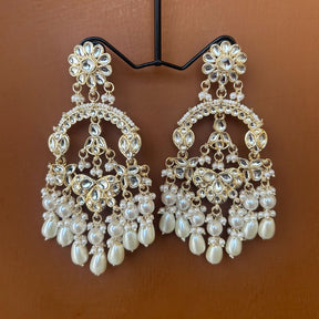 Syra White Chandbali Earrings