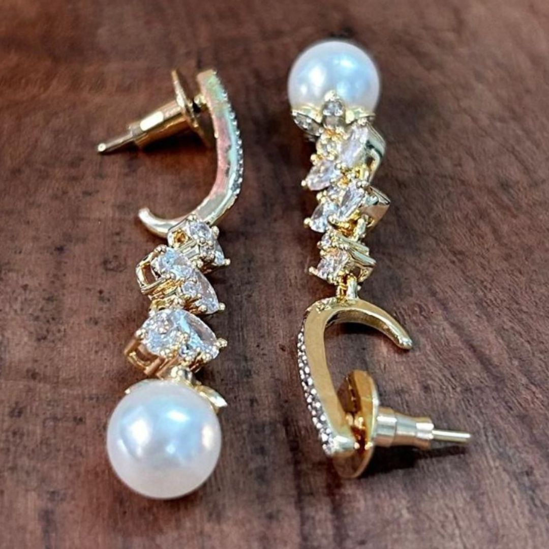 Swanky Pearl CZ Designer Earrings