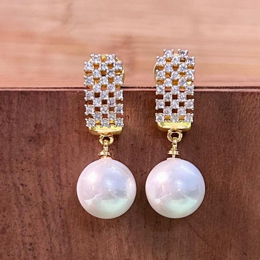 Sparkle Pearl CZ Earrings