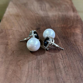 Blaze Black Pearl Stud Earrings