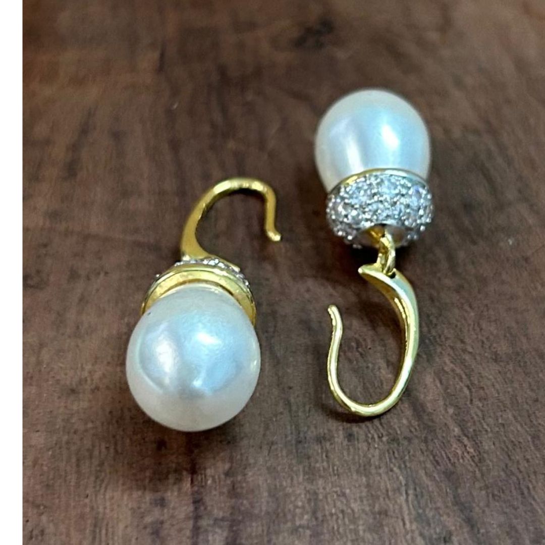 Grand Pearl CZ Drop Earrings