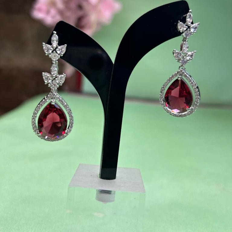 Celine Silver Emerald Red Necklace Set