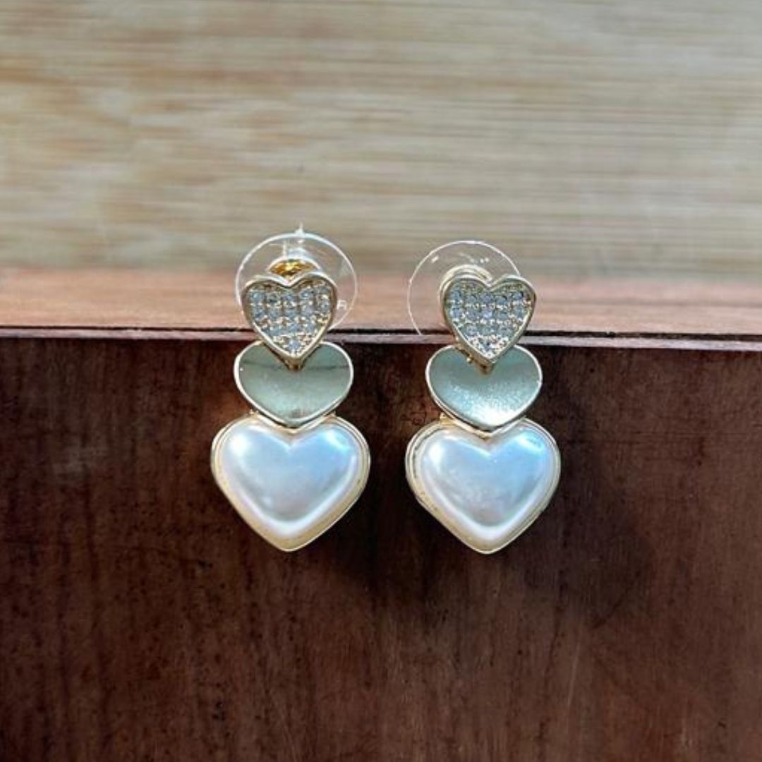 Love Heart Pearl Stud Earrings