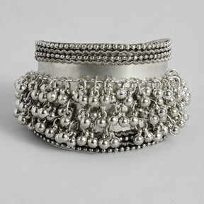 LAIDA Women Oxidised Silver-Plated Cuff Bracelet