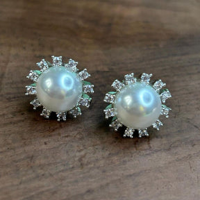 White Pearl CZ Designer Stud