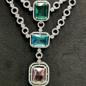 Faye Multi colored CZ Designer Neckalce Set