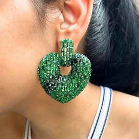 Bling Blogger Love Green Heart Earrings