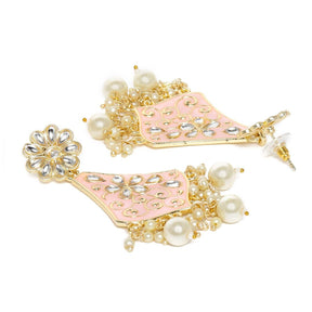 Gold-Plated & Pink Classic Drop Earrings