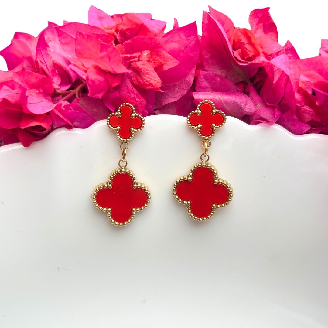 Clover Red Earring