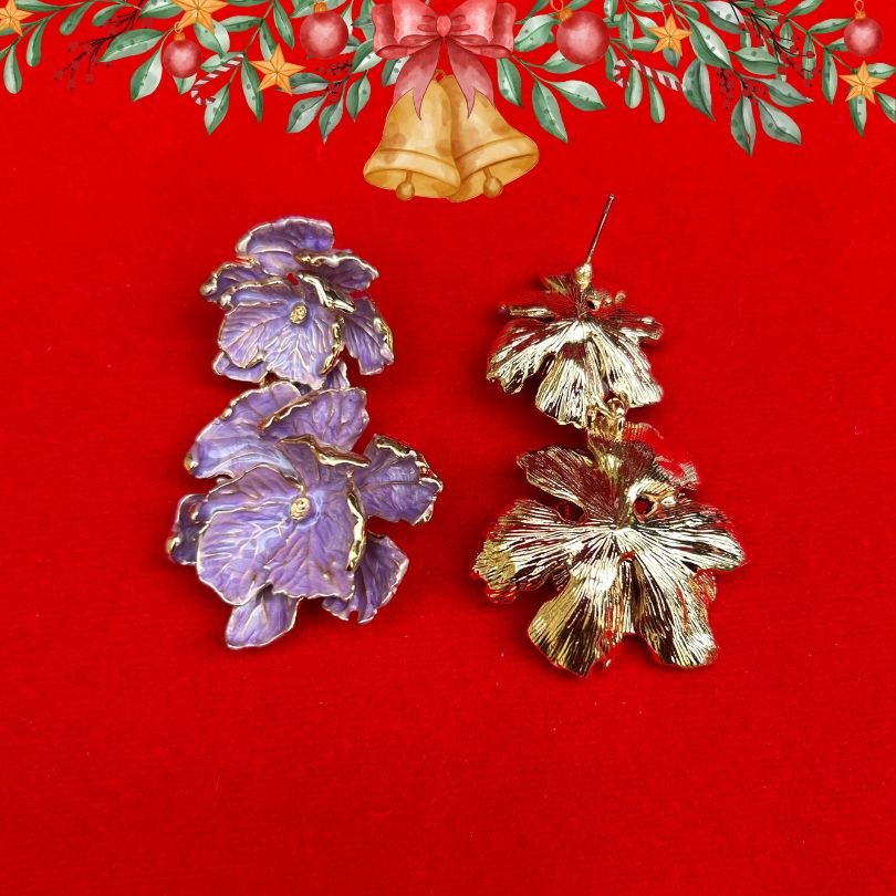 Caroling Mauve Floral Drop Earring