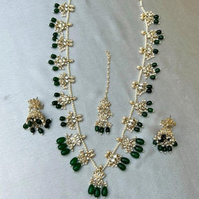 Mishika Green Kundan Necklace Set