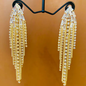 Golden American Diamond Chandelier Earrings