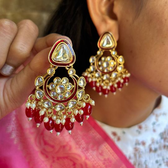 Adrika Maroon Chandbalis Earrings