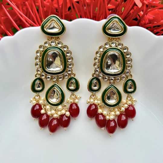 Fazeen Maroon Kundan Chandbalis