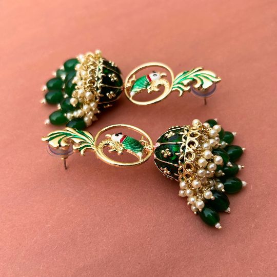 Tota parrot Green Jhumka