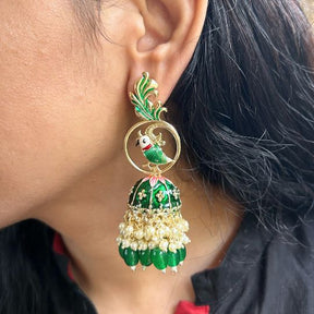 Tota parrot Green Jhumka