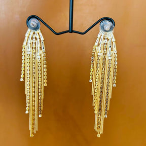 Golden American Diamond Chandelier Earrings