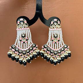 Jodha Black And White Jhoomar Earrings