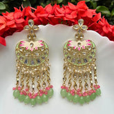 Green & Pink Contemporary Drop Earrings