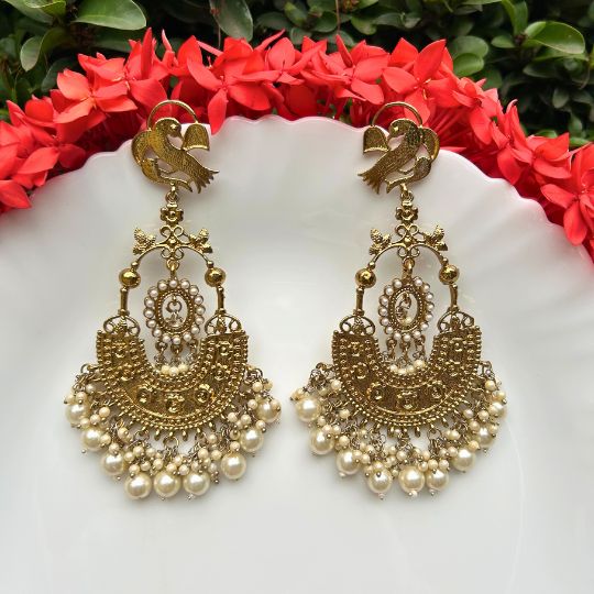 Gold-Toned Contemporary Chandbalis Earrings