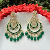 Green & Gold-Plated Crescent Shaped Chandbalis