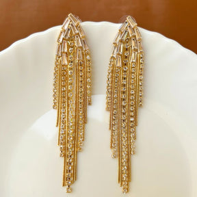 Golden American Diamond Chandelier Earrings