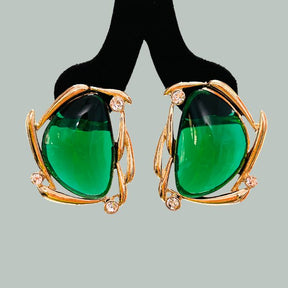 Oversized Green Stud Earrings