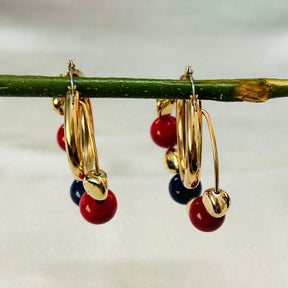 Beads Red Hoop Earrings