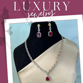 Alani Ruby American Diamond Necklace Set